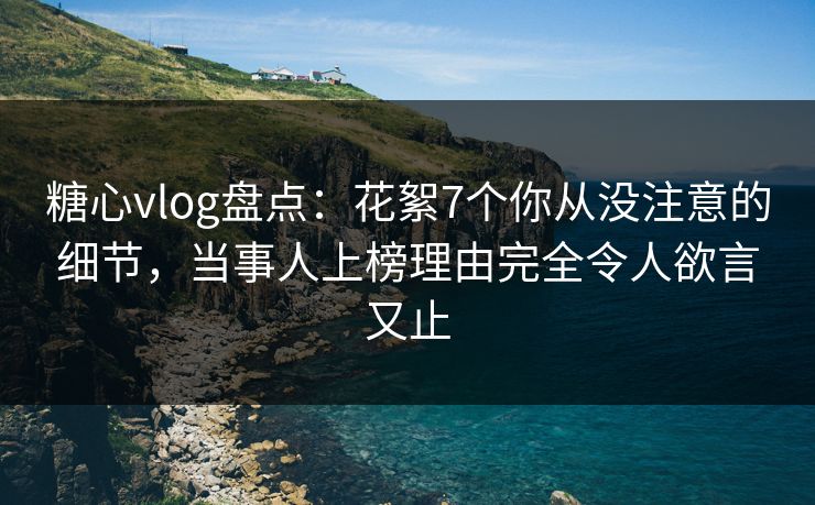 糖心vlog盘点：花絮7个你从没注意的细节，当事人上榜理由完全令人欲言又止