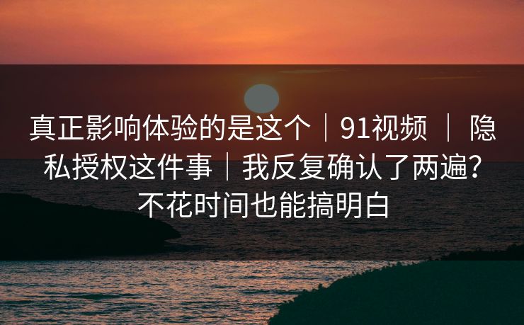 真正影响体验的是这个｜91视频 ｜ 隐私授权这件事｜我反复确认了两遍？不花时间也能搞明白