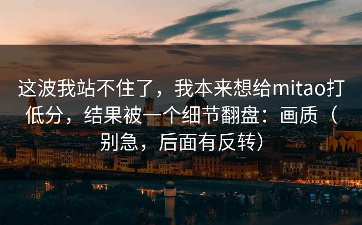 这波我站不住了，我本来想给mitao打低分，结果被一个细节翻盘：画质（别急，后面有反转）